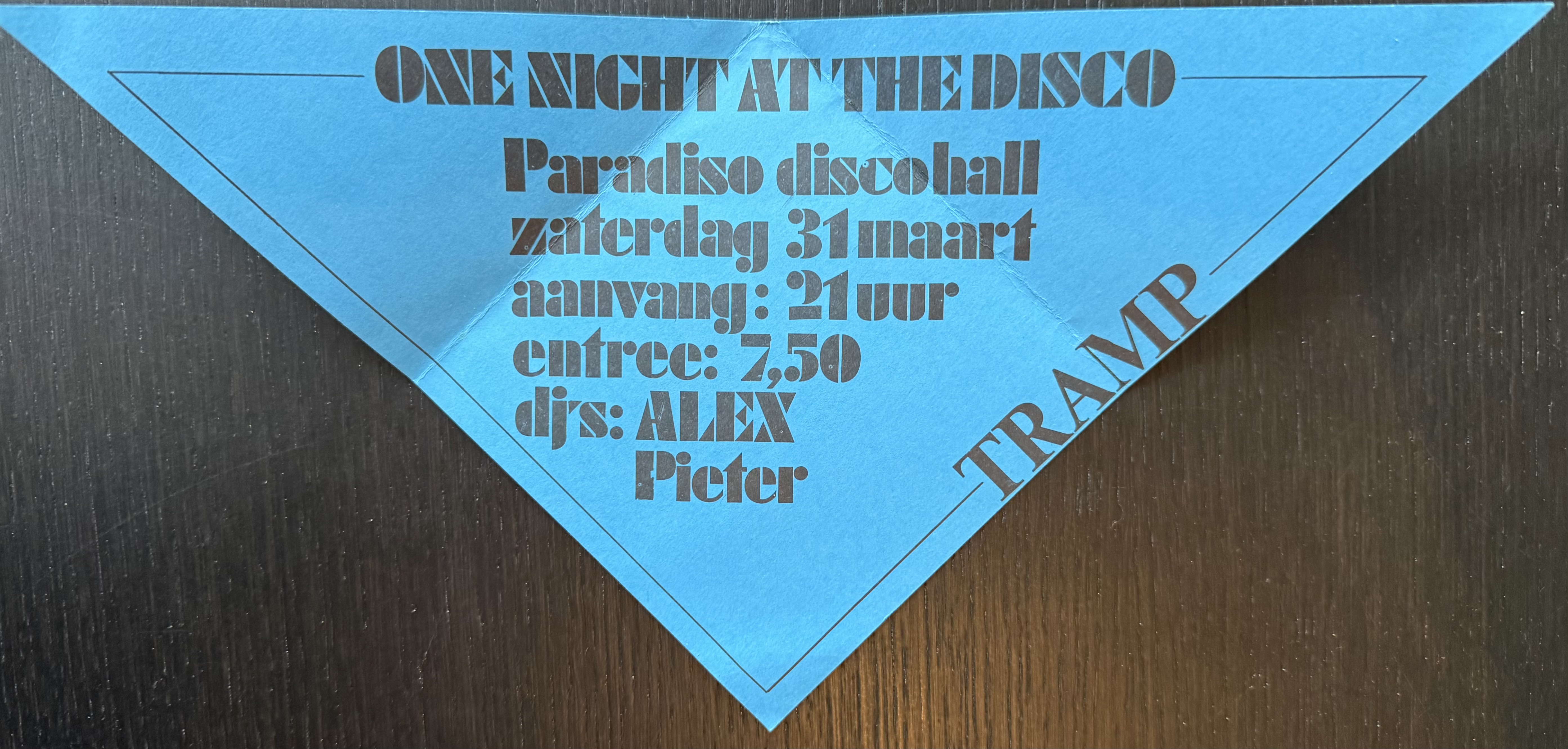 One Night At The Disco flyer, Paradiso Amsterdam 1979